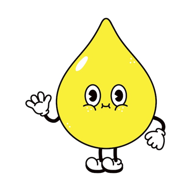 Cute funny drop of urine waving hand character