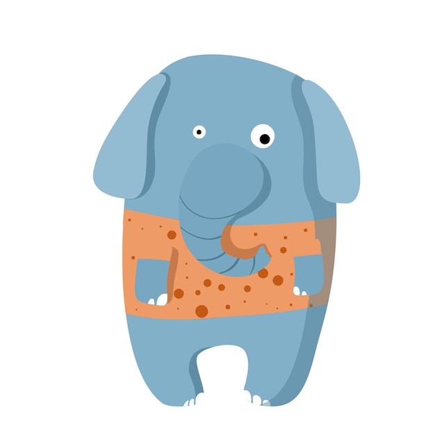 Милый забавный слон в футболке векторный клипарт детская забавная иллюстрация с мультяшным персонажем