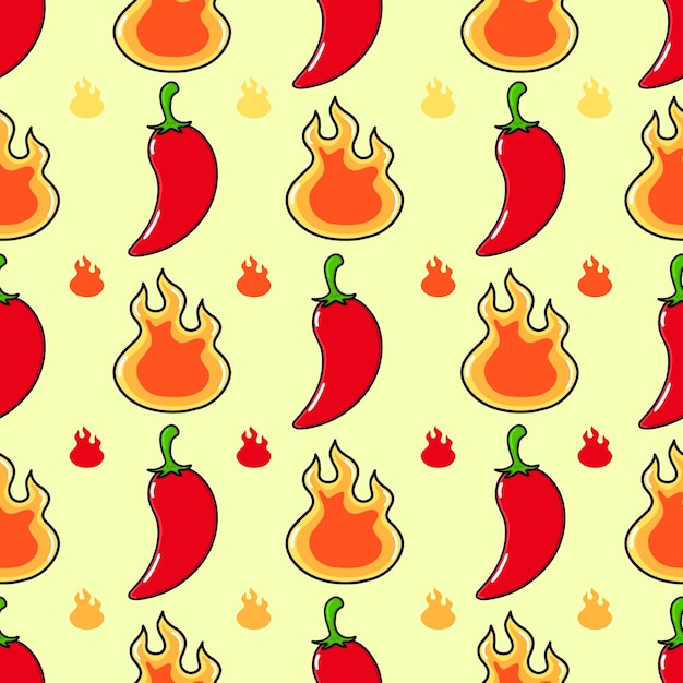 Cute funny fire and chili pepper pattern character