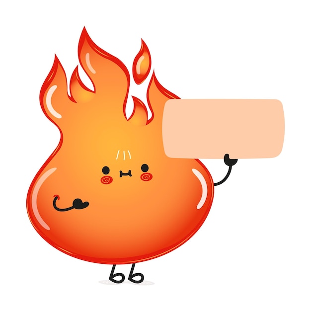 Vector cute funny fire poster character