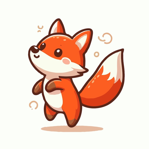 cute funny fox cartoon vector on white background