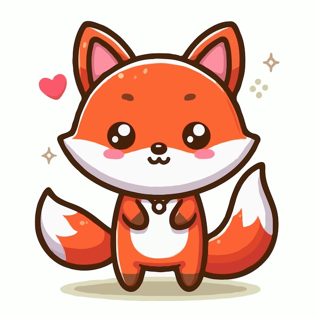 cute funny fox cartoon vector on white background