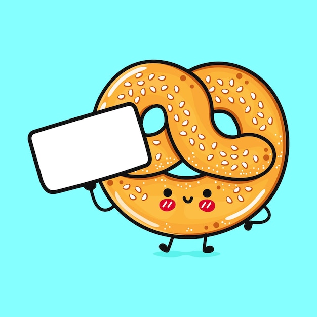 Cute funny French pretzel with poster