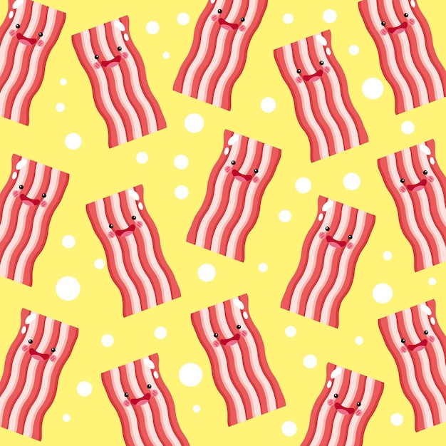 Cute and funny fried bacon smiling pattern