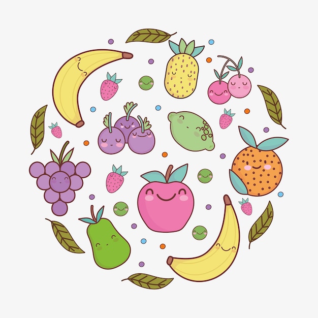 Симпатичные забавные фрукты лист мультфильм