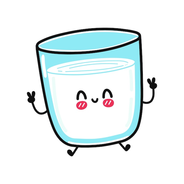 Cute funny glass of milk character