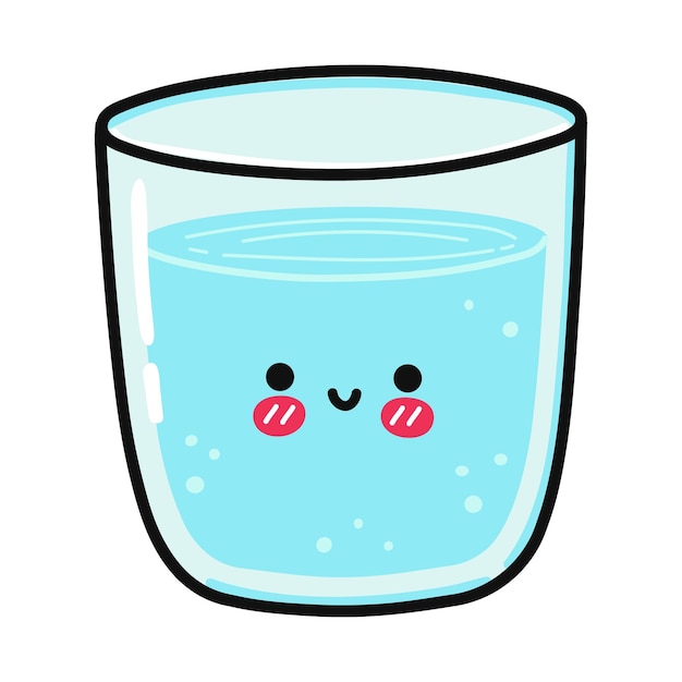 Vector cute funny glass of water