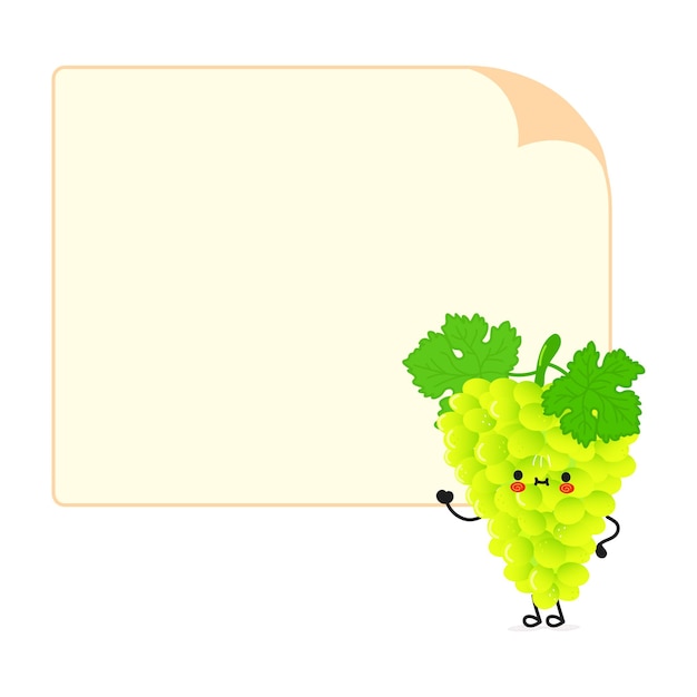 Cute funny grape character with speech bubble