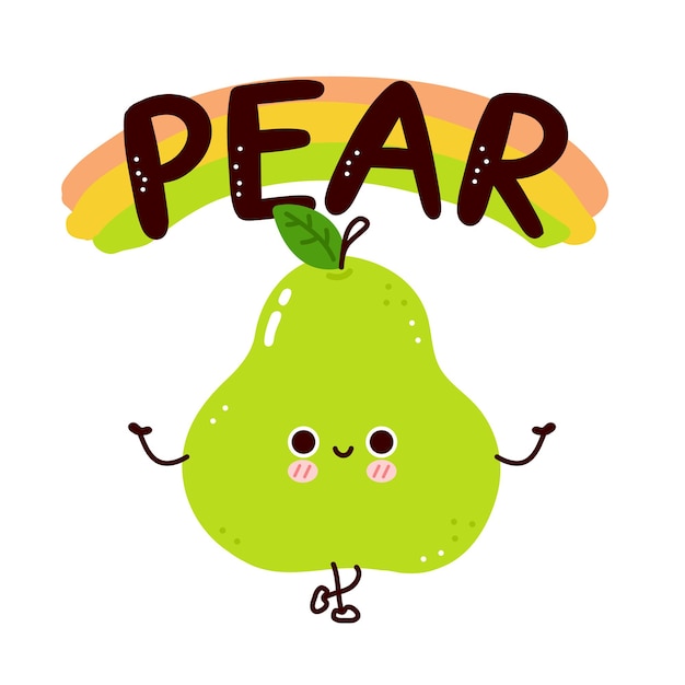 Vector cute funny green pear.