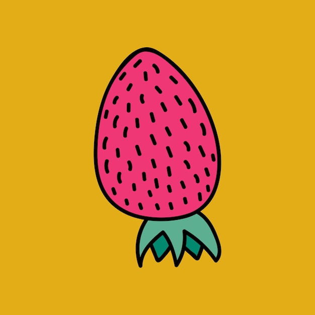 Carino e divertente disegnato a mano vettore clipart estate fragola