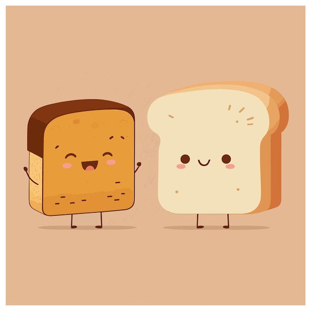 cute funny happy bread toast character