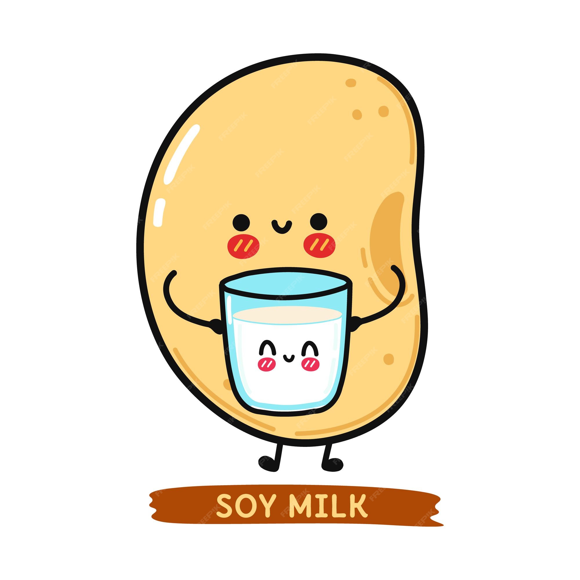 Premium Vector | Cute funny happy glass of milk and soy character soy milk