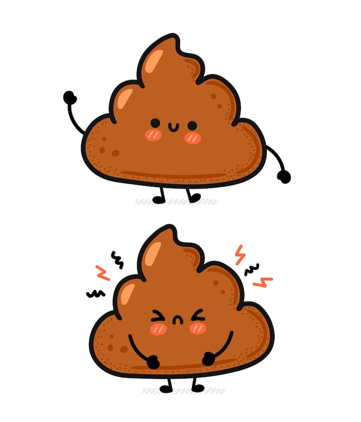 Vector cute funny happy and sad sick poop