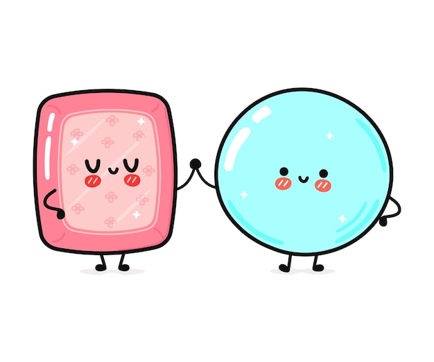 Cute funny happy soap bubble and soap character