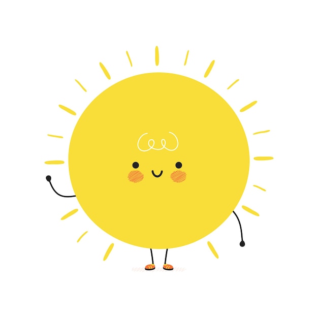 Cute funny happy Sun character
