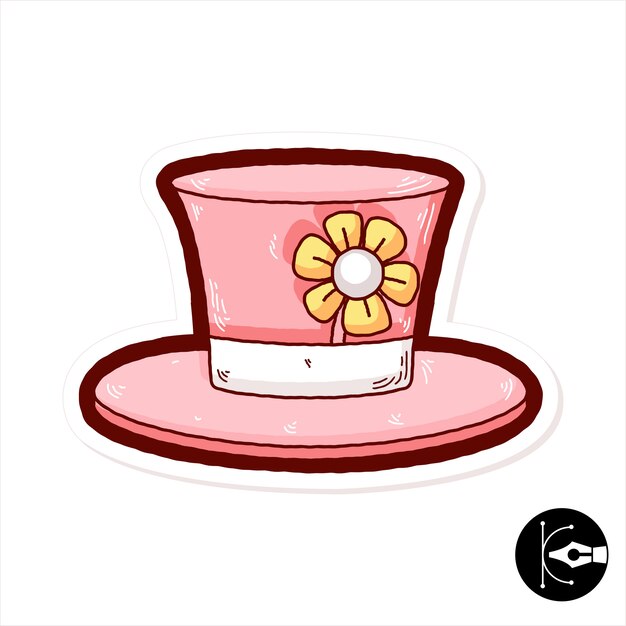 Vector cute, funny hat cartoon illustration.