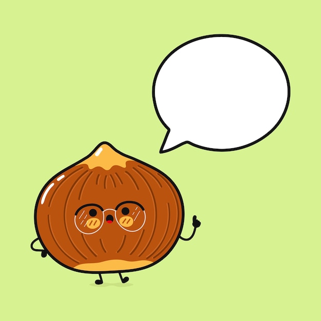 Cute funny hazelnut with speech bubble