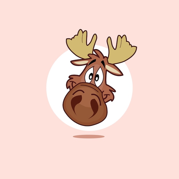 Cute funny head deer looking at front vector illustration