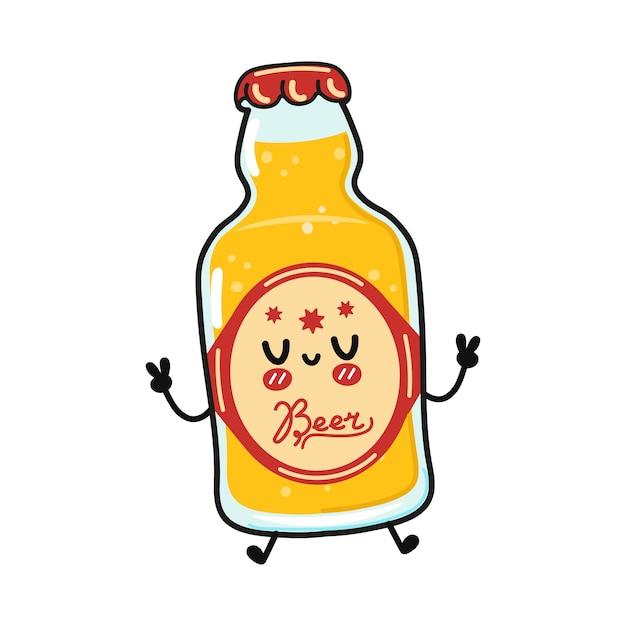 Cute funny jumping bottle of beer hand character