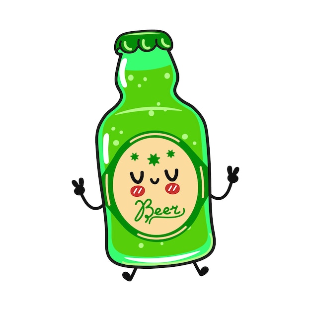 Cute funny jumping bottle of beer hand character