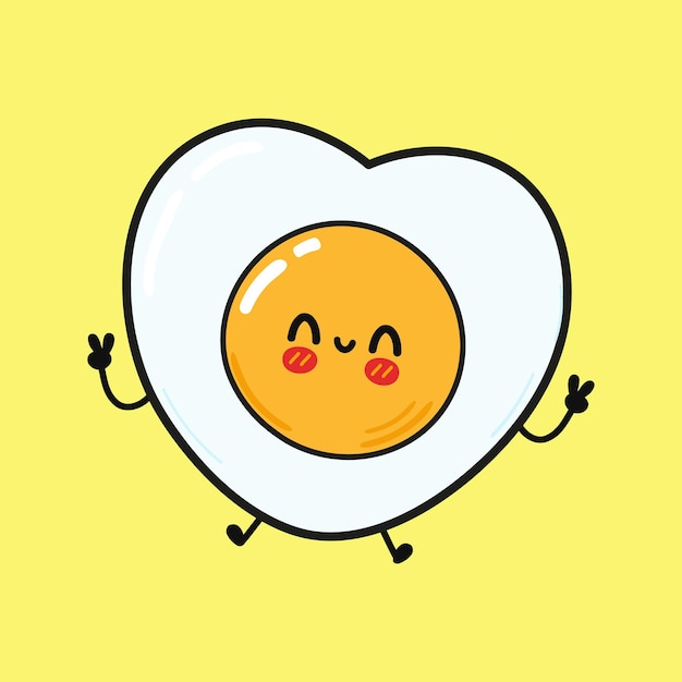 Cute funny jumping fried eggs character