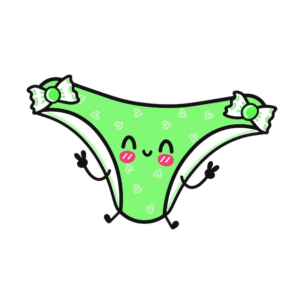 Vector cute funny jumping panties character