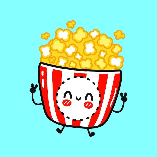 Cute funny jumping popcorn character