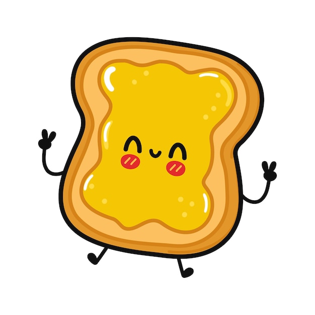 Cute funny jumping toast with honey character