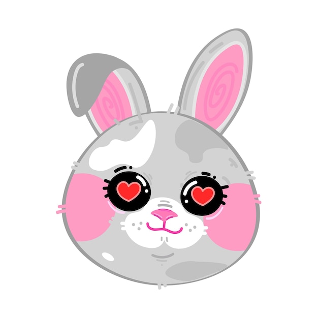 Cute funny kawaii little hare in love