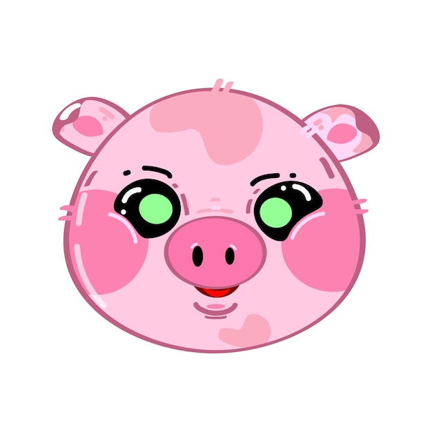 Vector cute funny kawaii surprised little pig