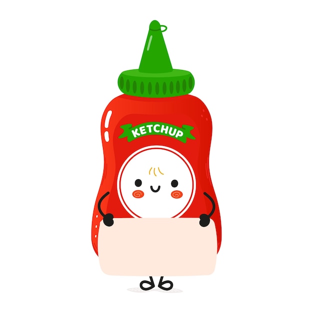 Vector cute funny ketchup poster character