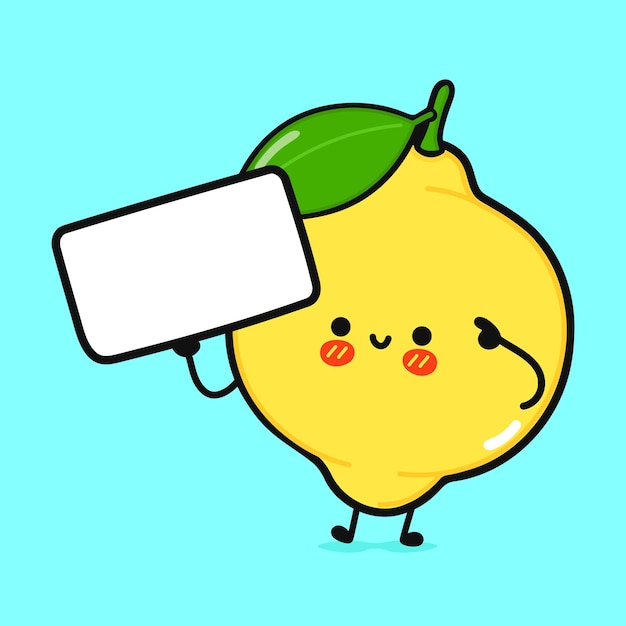 Симпатичный забавный лимон с плакатом