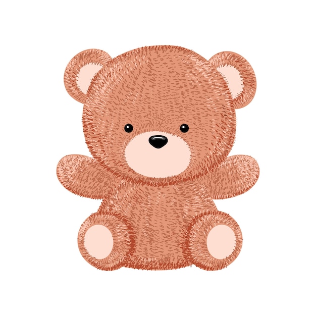 Cute funny little baby bear toy Vector cartoon kawaii hand drawn pencil style character illustration Funny happy bearkidsbabychildish character print for clothingcardt shirtlogoposter concept