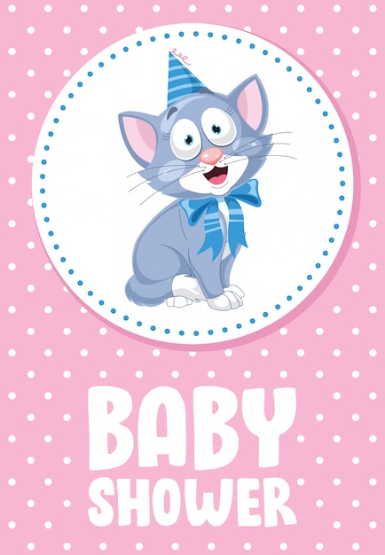 Cute little cat posing divertente, carta per baby shower