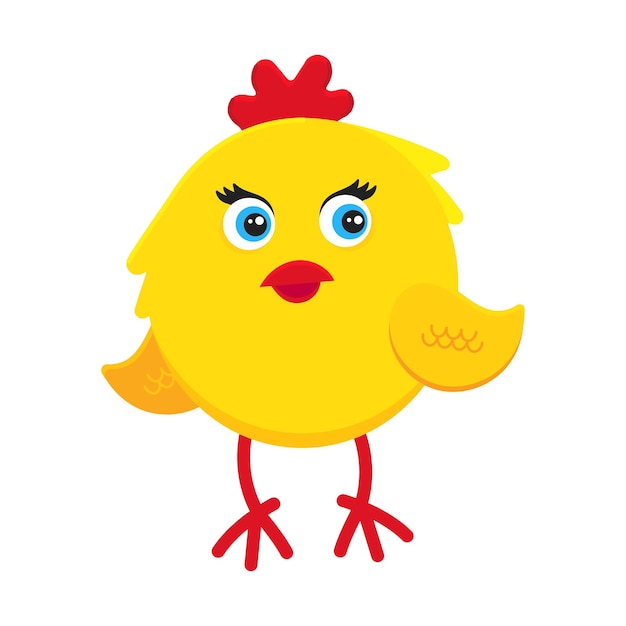 Cute funny little chick chicken hen cartoon flat style design vector illustration