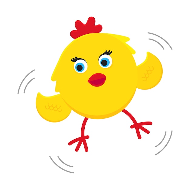 Cute funny little chick chiken hen cartoon flat style design vector illustration