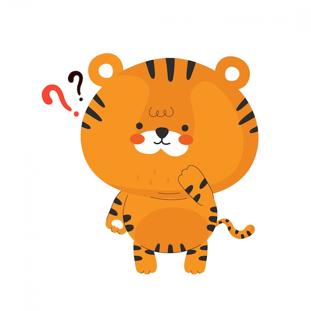 Carino divertente piccola tigre. personaggio dei cartoni animati illustrazione icona design.isolated