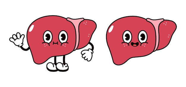 かわいい面白い肝臓のキャラクター
