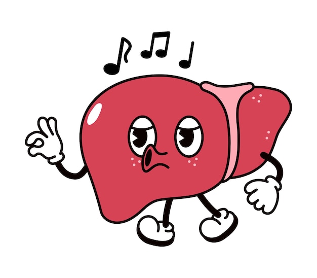 Cute funny liver walking singing character