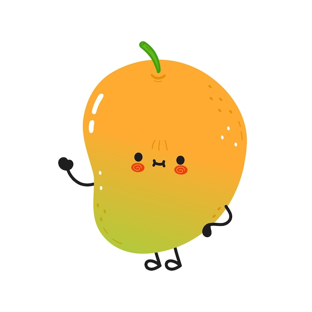 Cute funny mango waving hand character