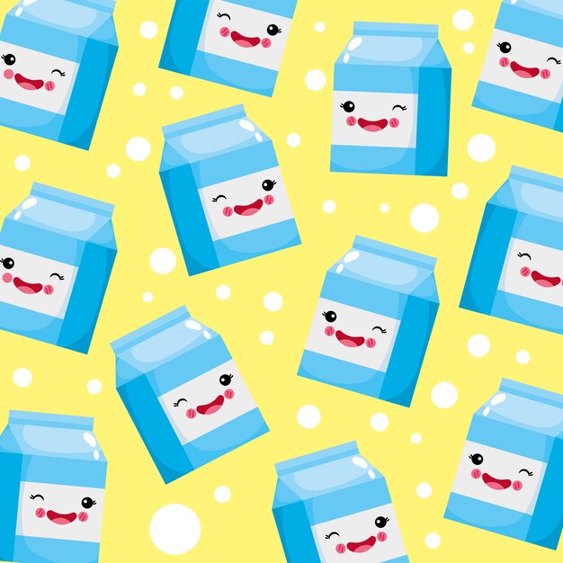 Cute and funny milk smiling pattern