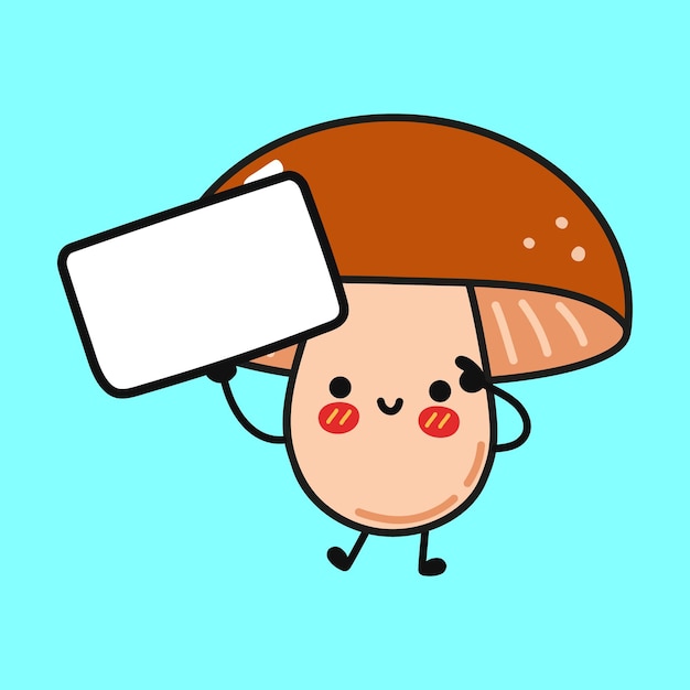 Cute funny mushroom with poster