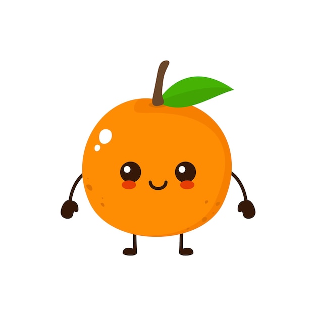 Vector cute funny orange fruit character vector cartoon kawaii character illustration