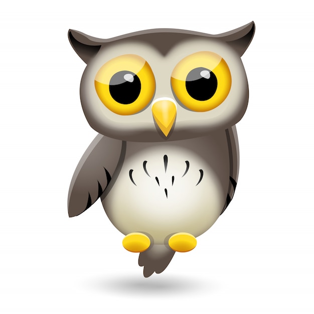 Vector cute funny owl character.