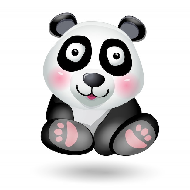 Vector cute funny panda character.