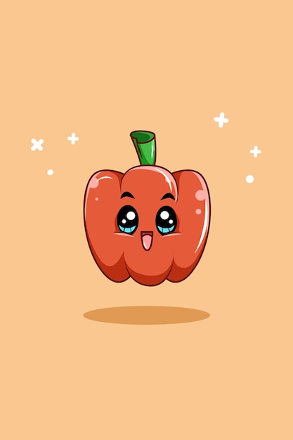 Vector cute and funny paprika cartoon illustration