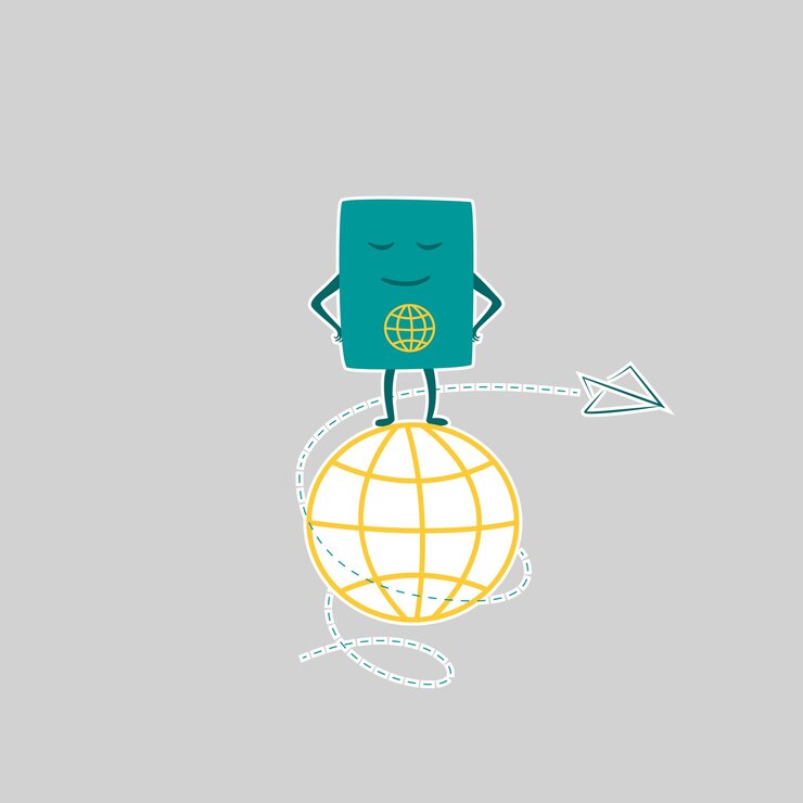 Vector cute and funny passports identity document characters travelling concept cartoon vector illustration