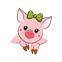 Vector cute funny pig face expressions. vector stock illustration.
