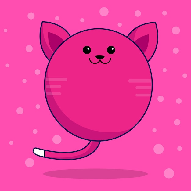 Vector cute funny pink cat cartoon face vector illustration cartoon style animal object flat isolated vecto