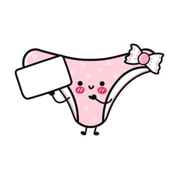 Premium Vector  Cute funny pink panties waving hand character